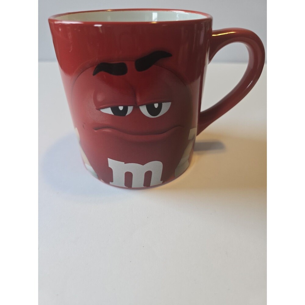 RED COLORED M&M Chocolate Candies, JUMBO SIZE, Ceramic Coffee Cup / Mug, Vintage